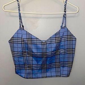 Stretchy adjustable plaid crop top